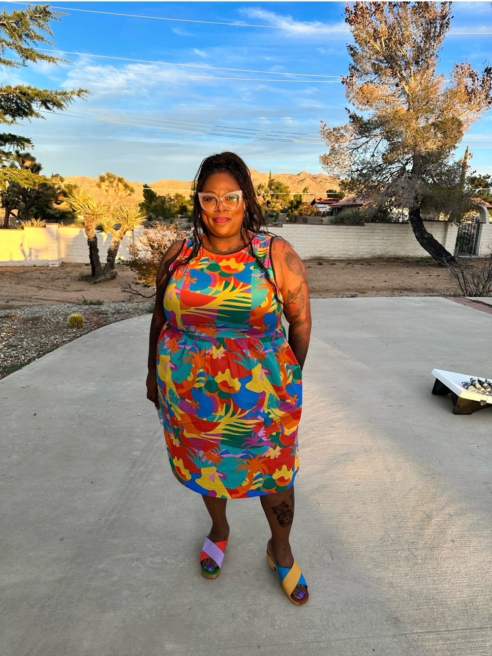 Nooworks Multicolor Tropical Print Sleeveless Dress